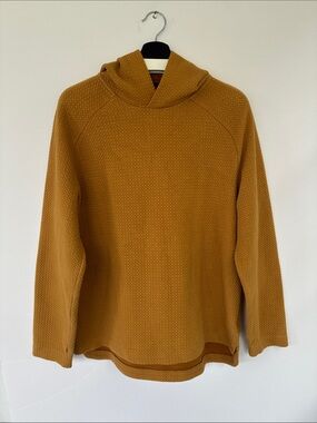 FLX Urban Commuter Textured Waffle Knit Crossover Hoodie Mustard Gold Large
